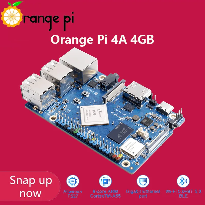 Scheda processore Octa-core Orange Pi 4A 4GB Allwinner T527 RISC-V LPDDR4/4X 2TOPS NPU