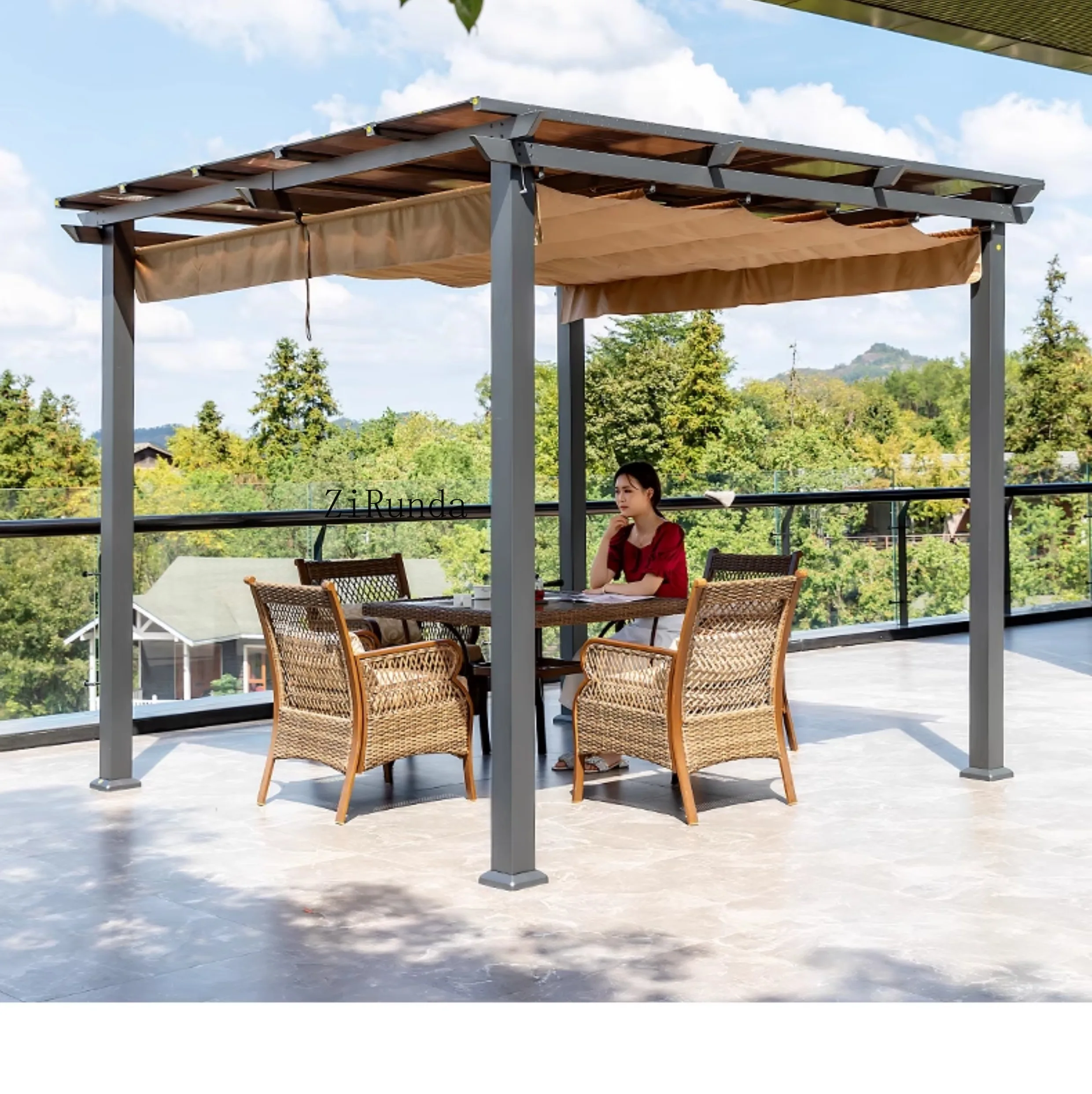 야외 알루미늄 합금 포도 격자 안뜰 파빌리온 빌라 간단한 테라스 지붕 정원