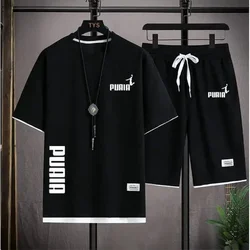 Summer men's suit Fashion Korean sportswear men's short sleeve T-shirt + sports shorts two sets casual men's wear jogging suit