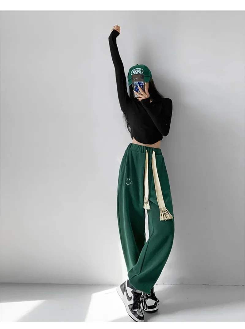 Spring Autumn New Women Pants Gray Sweatpants Casual Baggy Pants Female Vintage Harajuku Streetwear Sport Wide Leg Trousers Y2k