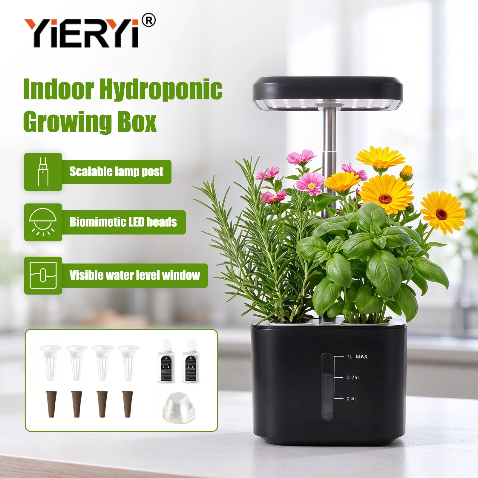 4 Pods Hydroponics Growing System With Auto LED Grow Light Timer Herb Garden Kit Planter for Home Indoor Soilless Plant Grow Kit