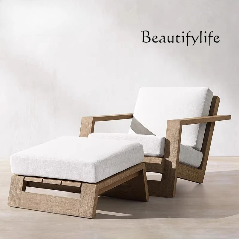 

Nordic outdoor sofa teak courtyard outdoor design high-end hotel terrace anti-sofa combination
