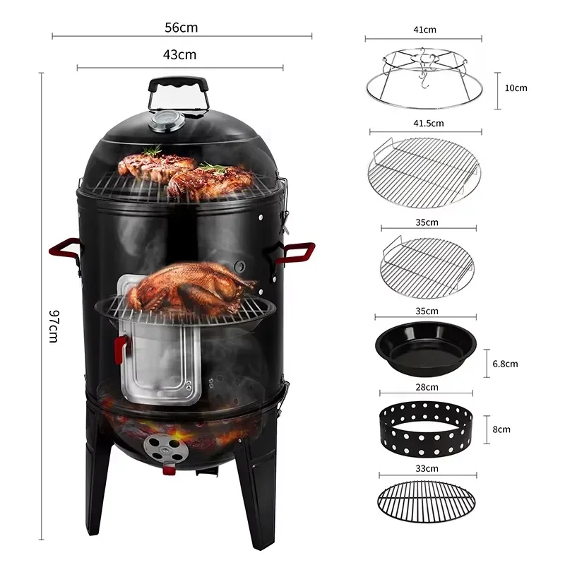 Smokeless Vertical Outdoor Meat Charcoal Grill, Barrel Grill, Outdoor Kitchen Grill