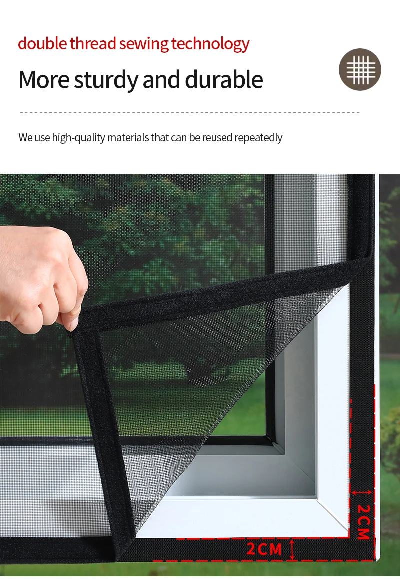 Maßanfertigung, Haushalt, selbstklebendes Reißverschluss-Moskitonetz, Moskitonetz für Fenster, Sommer, Netz, Gaze, Moskitonetz, waschbar – Detail 17