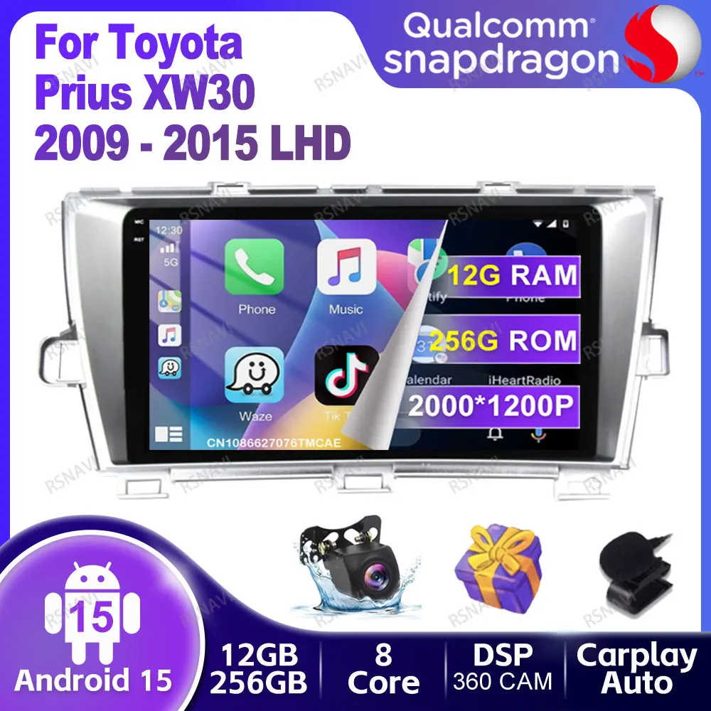 

Car Radio Android 15 For Toyota Prius XW30 2009 - 2015 LHD Head Unit Multimedia Wireless Carplay Auto Navigation 5G WIFI DVD GPS