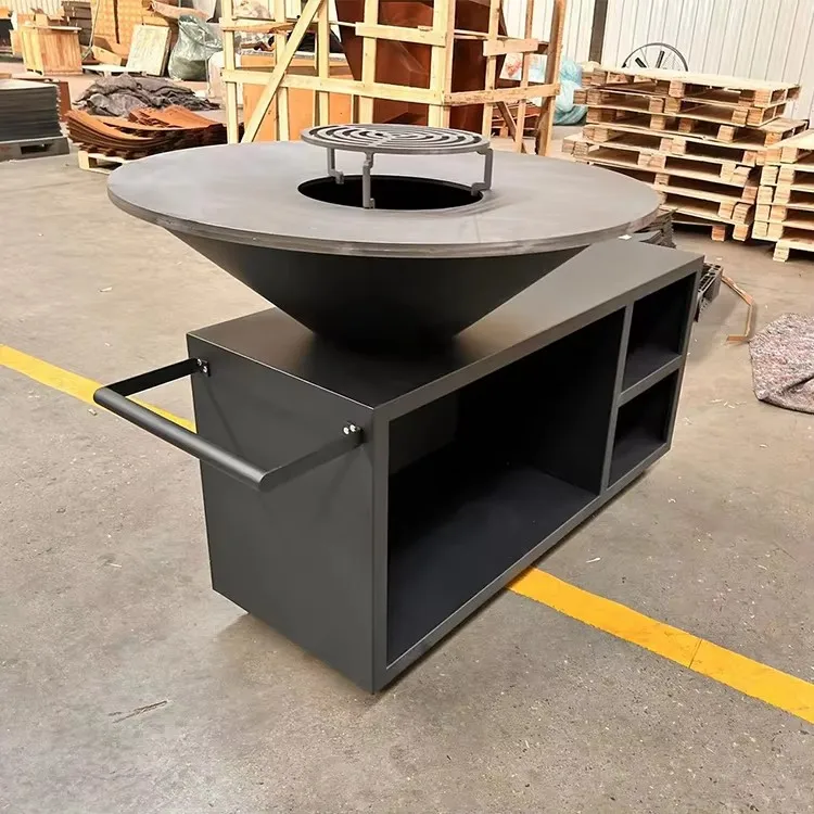 Modern Large BBQ Corten Steel Fire Pit Wood Burning Metal Fire Pits Barbecue