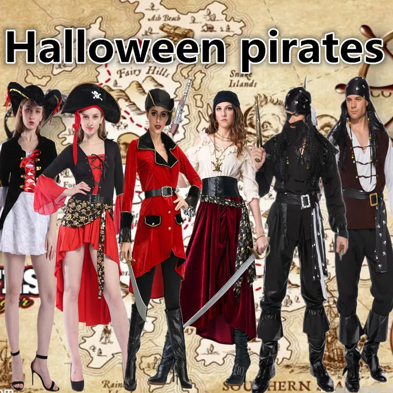 

Adult loween Costume Caribbean Pirate Women's Captain Ja Outfit Masquerade Ball Costume Polyester Fiber Stage Costume