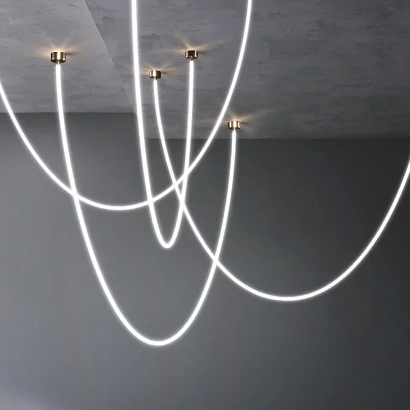

h5 Danish Designer Minimalist Line Pendant Light Silicone LED Can Be Used for Bedrooms Living Rooms Island Platforms Stairwells