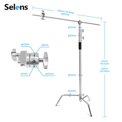 For Photography Camera Stand C-Stand Rotatable Anti-slip Stainless Steel Light Stand Backdrop stand Hold Arm Grip Head