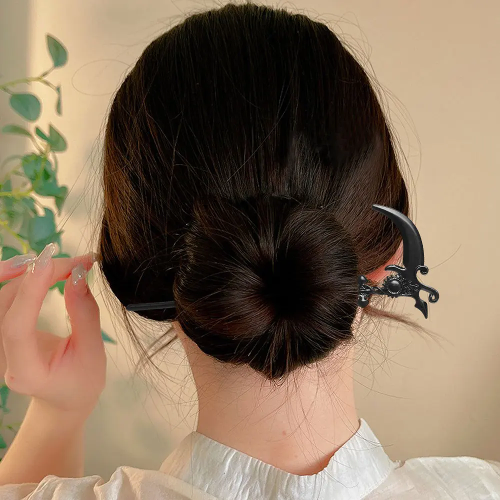 فاسق الموت المنجل عباد الشمس رون عصا الشعر للنساء القوطية الفايكنج المنجل دبوس الشعر المعدني فلور دي ليز الساحرة مشبك شعر الرجعية يهودي