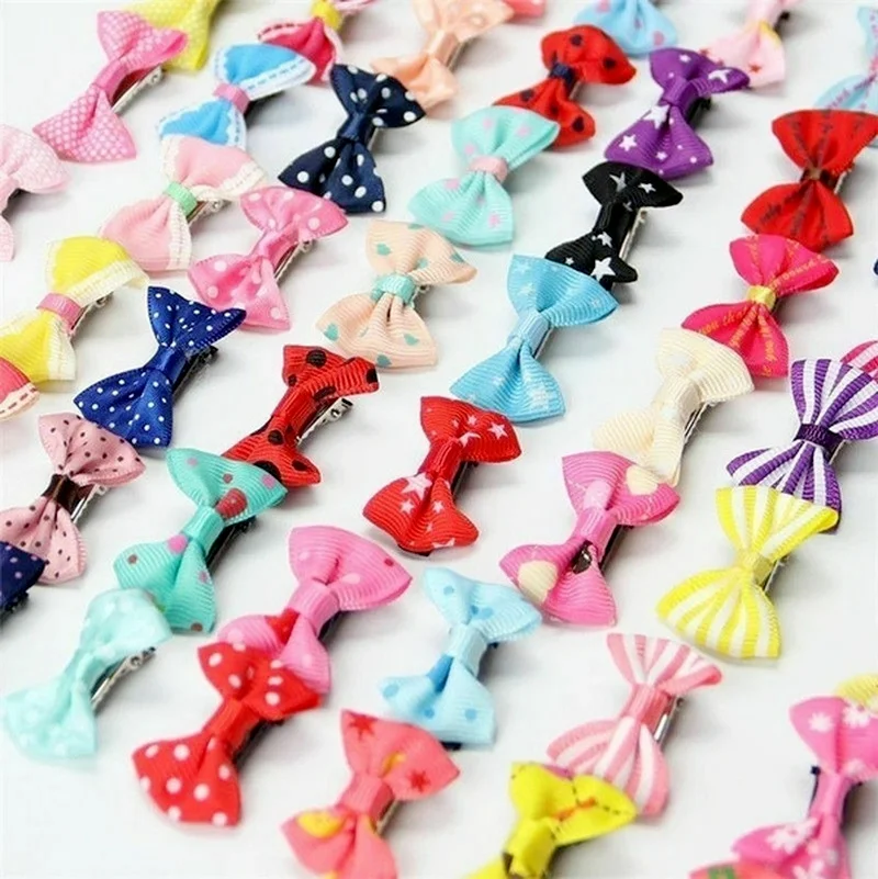 40Pcs Baby Girl\'s Barrettes Bow Ribbon Hair Bow Clips Print Flower Hair Clip Hairpins Kids Hair Butterfly Decor Accessories