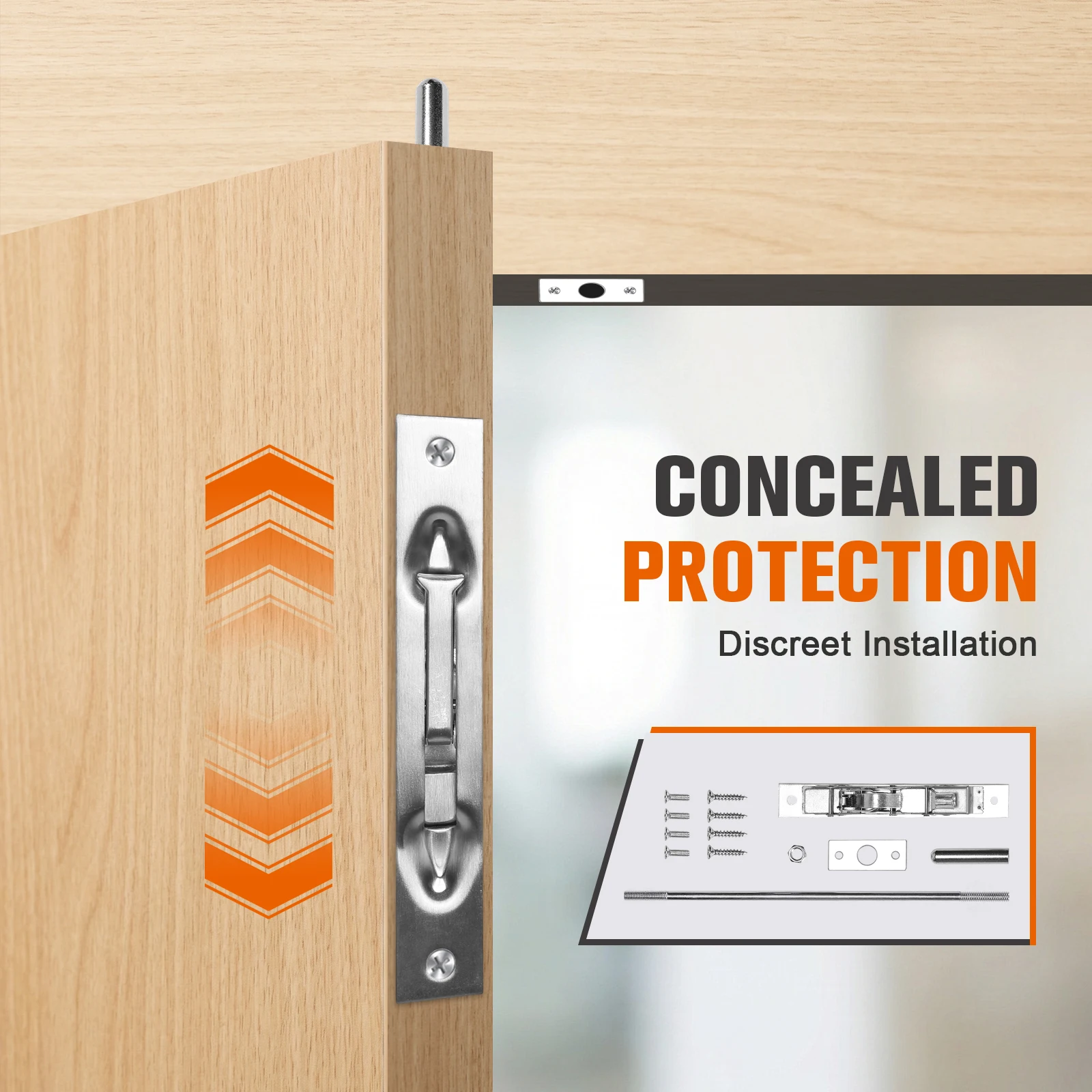 

10 Pcs Flush Mount Extension Bolt 16.54inch Lever Extension Door Flush Bolt Solid Stainless Steel for Metal Doors Aluminum Doors