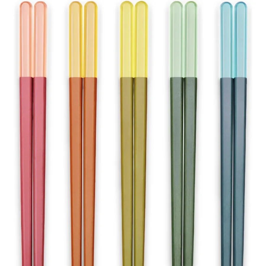 

Палочки для еды с случайным настроением, современный дизайн, многоразовые, можно мыть в посудомоечной машине, нескользящие, из стекловолокна, ледяной туман, разноцветные, 5 пар, 9,5 дюйма, 24 см, идеально подходят f