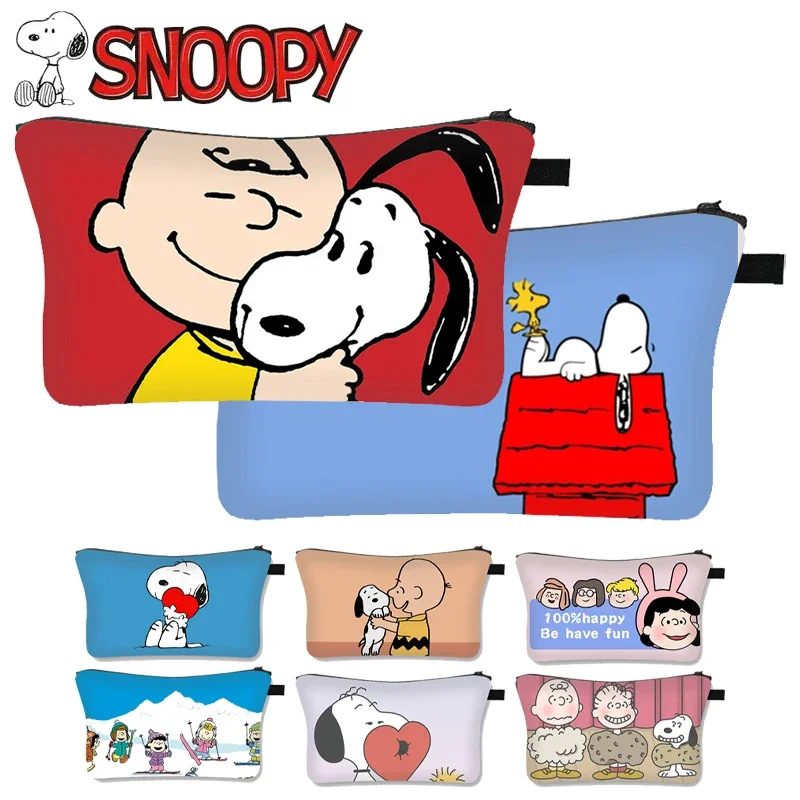 Snoopy borsa per il trucco borsa per pennelli cosmetici da donna borsa da toilette impermeabile di grande capacità per cartoni animati portatile