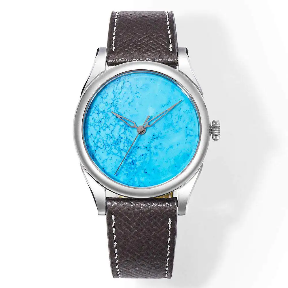 

HUASUO Turquoise Gem Dial Mechanical Watch 38mm Luxury Men's Waterproof Mechanical Watch