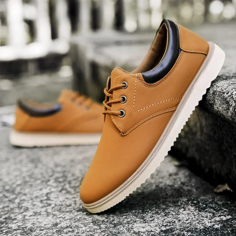 

Men's Casual Shoes Spring Brand Comfortable Flat Shoes for Men Trendy Sneaker Men Lace Up Oxfords Shoes Male Leather Footwear