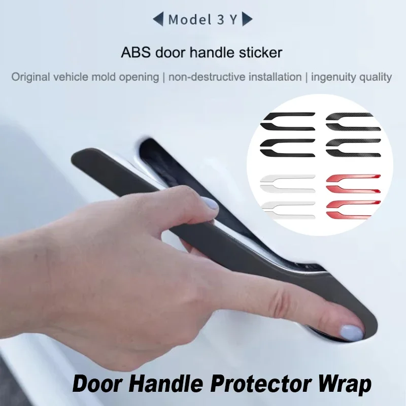 Door Handle Protector Wrap for Tesla Model 3/Y/3+ Model Y Launch Accessories Material Carbon Fiber Color Handle Cover Amagi