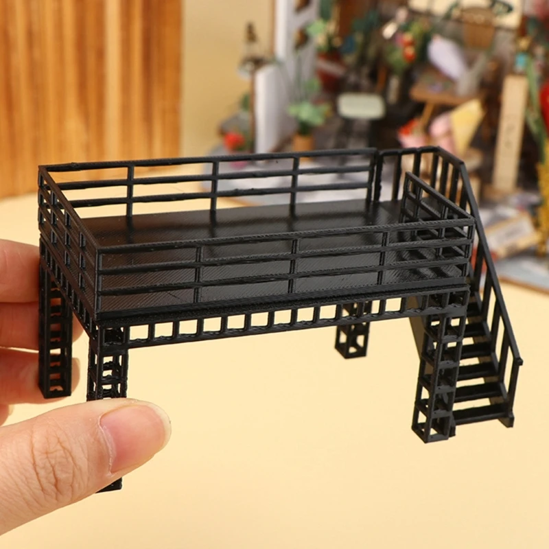 1:64 Model Vehicle Display Platform Double Deck Resin Stand With Side Guards for Miniature Garage Desktop Shelf 15UB