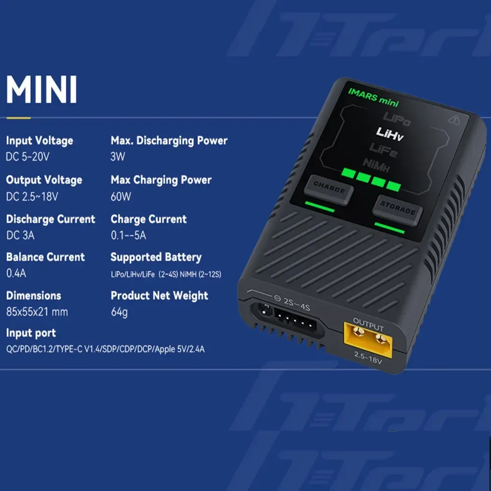 Gens Ace IMARS شاحن ميزان صغير 2-4S يبو بطارية شحن ذكي G-TECH ل يبو LiHv الحياة NiMH QC PD USB-C RC طائرة بدون طيار FPV #3