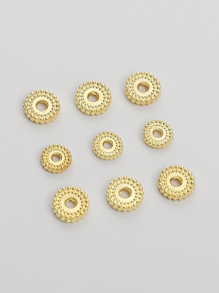 14K Gold Plated 6/8mm round Spacer Beads Stripe Separator DIY Bracelet Necklace Making Accessories Gold Jewelry Supplies