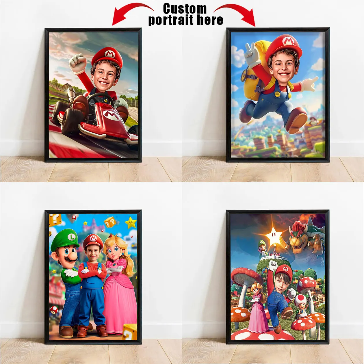 

MINISO Personalized Mario Cartoon Portrait Poster Mario Lovers Gift Canvas Painting Print Art Poster Home Decor Children's Room