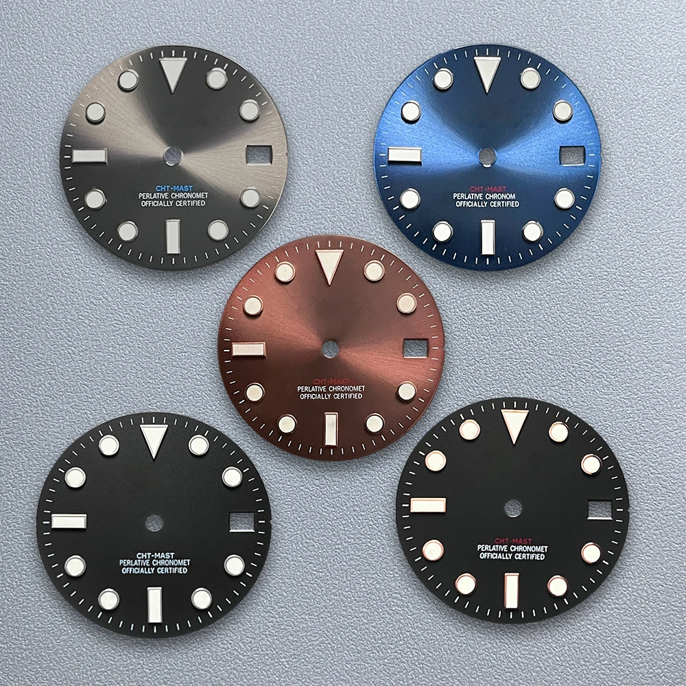 

28.5mm S Logo SUB Dial Fit NH35/NH36/4R/7S Japanese Movement Ice Blue Luminous Sunburst High-Quality Watch Modified Accessories