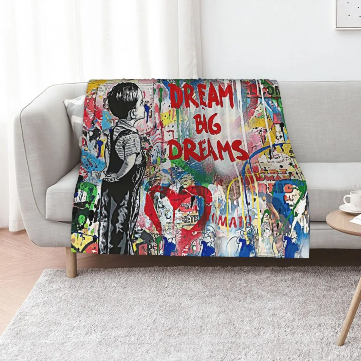 Banksy Dream Big Dreams Throw Blanket Lightweight Warm Blanket for Indoor Outdoor Use