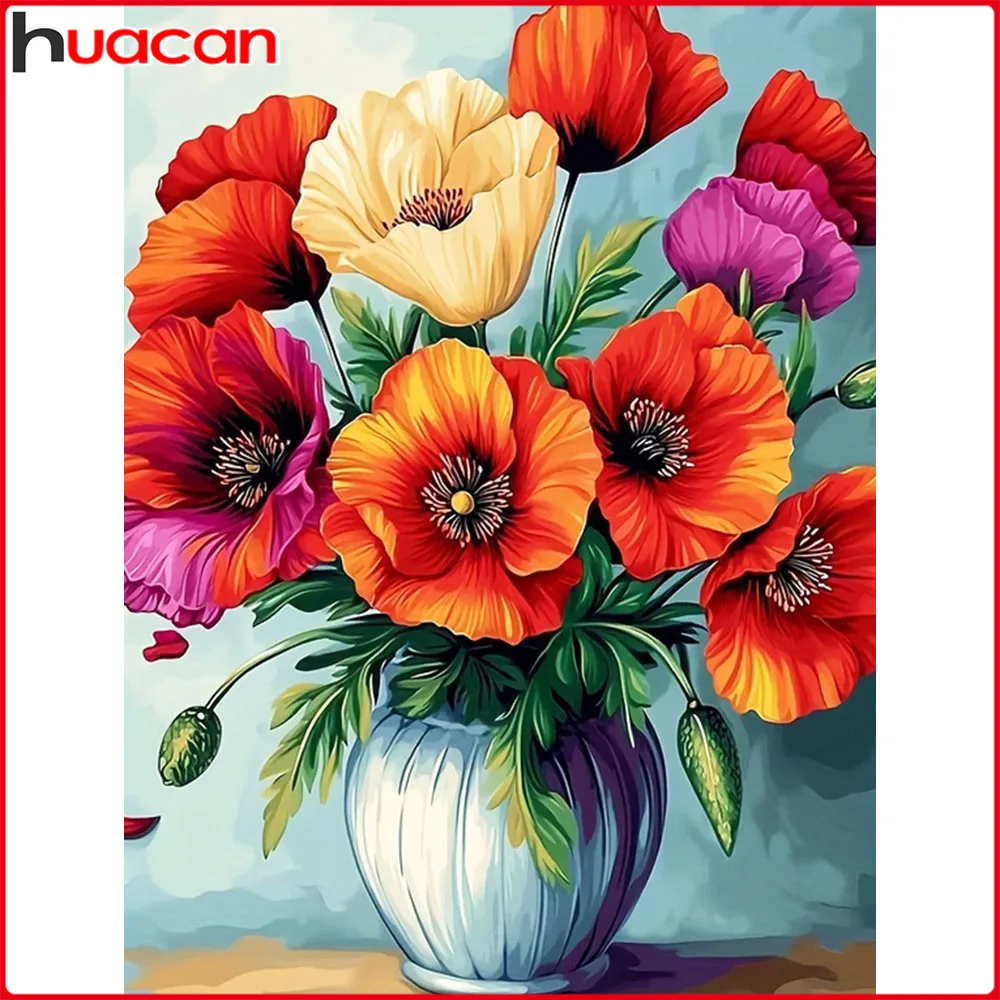 

Алмазная мозаика Huacan 5D DIY: Картина «Мак в вазе», Новая коллекция 2026, Декоративные картины