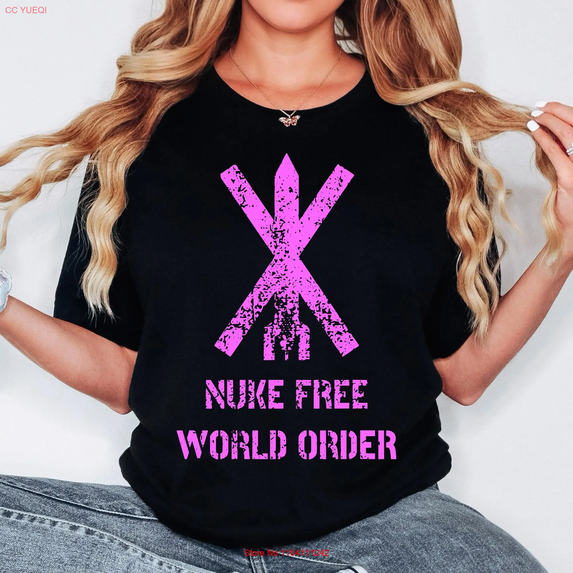 Nuke Free World Order Missile Statement Softstyle T Shirt long or short sleeves