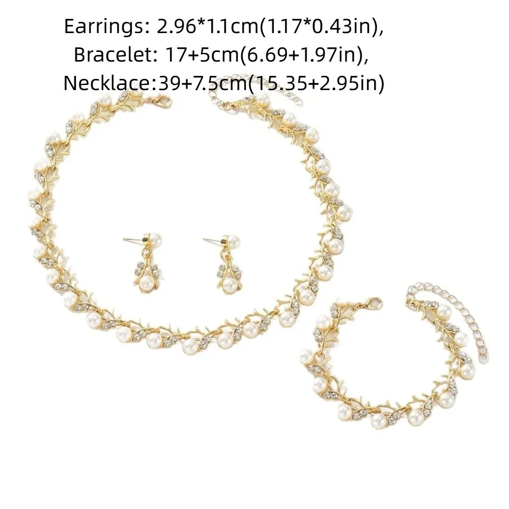 4 قطع خمر قلادة أقراط سوار مجموعة البوهيمي نمط سبائك اللؤلؤ والمجوهرات مجموعة الحلو حساسة النساء المجوهرات دعوى حزب #6