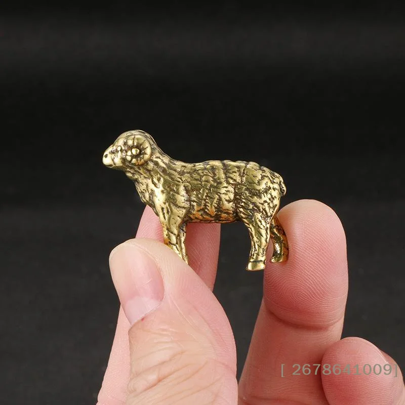 ⚑Solid Brass Small Sheep Figurines Miniatures Home Decor Desktop Ornament Tea Pet Decoration Antique Crafts Funny Children Gifts