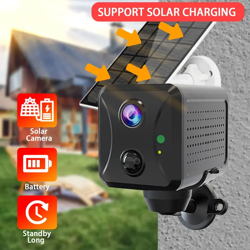 4G SIM Card 5MP Mini Solar Panel Camera Outdoor PIR Detection CCTV Security Wireless Rechargeable Battery Long Time Standby Cam