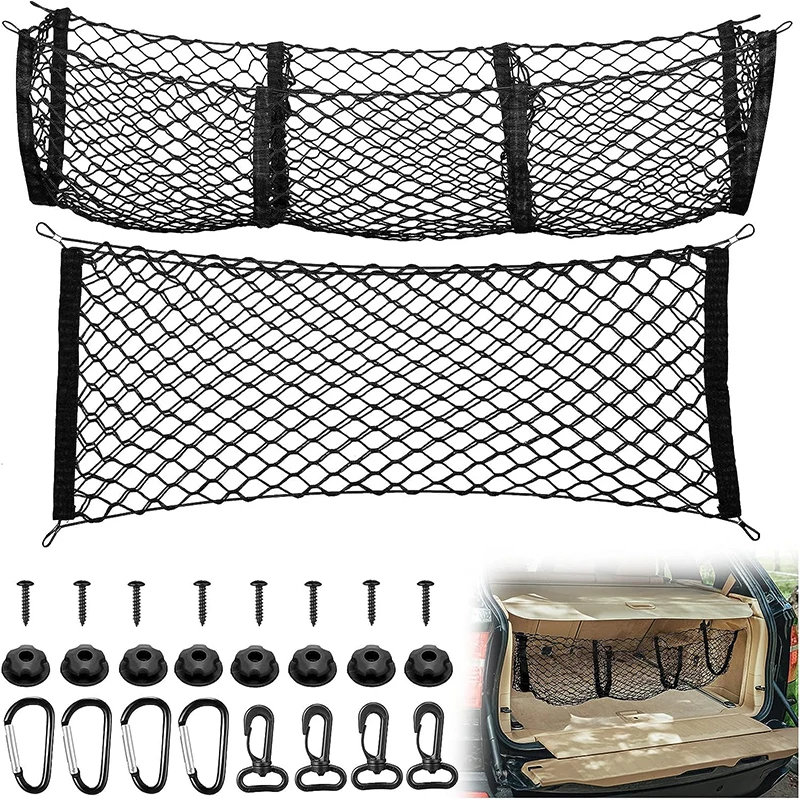 

Auto Cargo Net and 3 Pocket Truck Bed Cargo Net Organizer Car Interior Accessories Storage Mesh Net Trunk Bag Grocery Storage