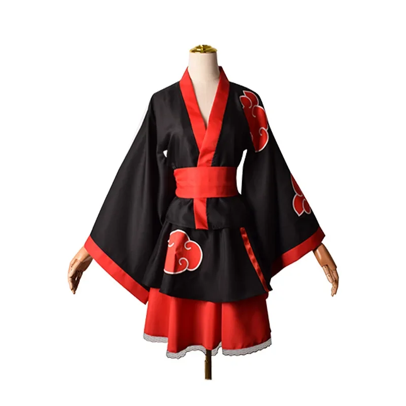 Adult Japanese Kimono Cosplay Kids Akatsuki Cloud Print Uchiha Sasuke hyuga hinata Lolita Costume Dress Women Girls Halloween