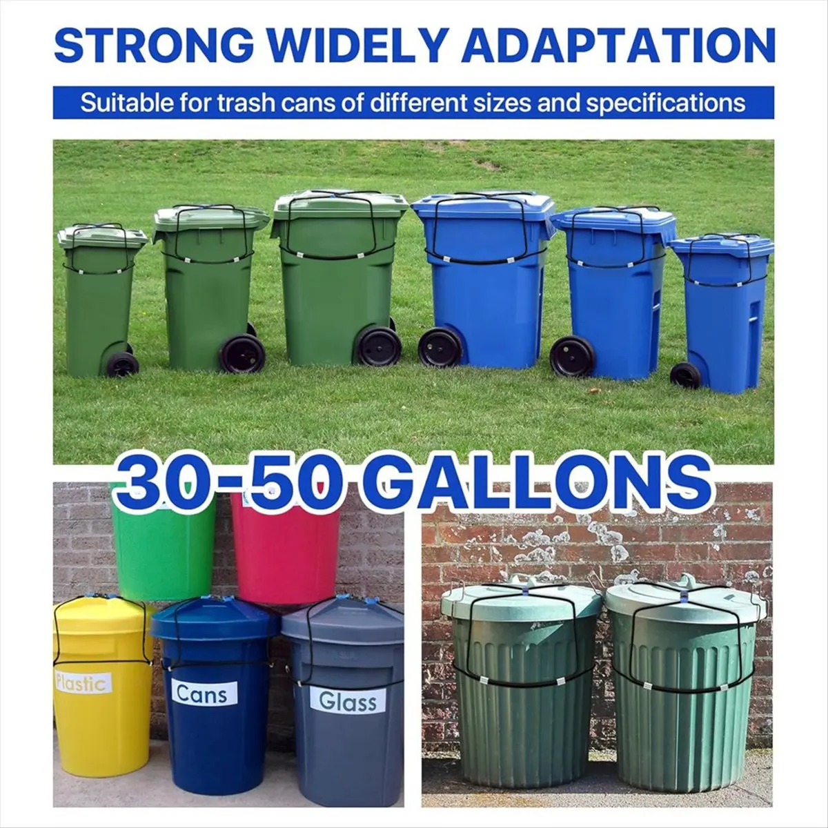A20I 2PCS Trash Can Lid Locks for Animals, Garbage Can Bungee Cord Lock Keep Bear/Raccoon/Dog Out of Garbage