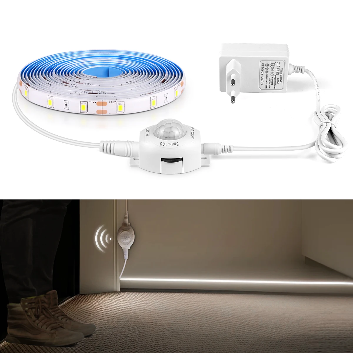 PIR Motion Sensor LED Strip Lights Waterproof 12V Diode Tape Auto On/Off luz led sensor movimiento Stairs Closet Kitchen Light