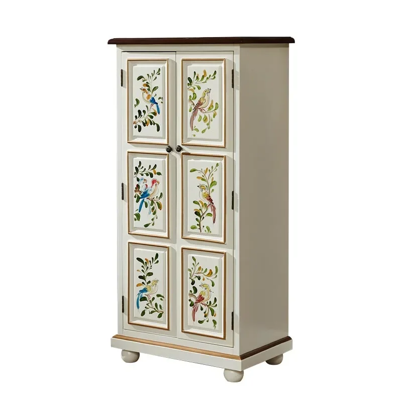 

Painted living room partition cabinet at the entrance of the shoe cabinet, European style retro solid wood porch cabinet