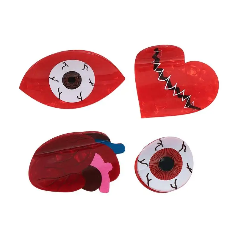 Sweet Color Block Heart Claw Clip Cartoon Pattern Shark Hair Clip for Photo Shoot Outfit Matching Women Hair Accessory