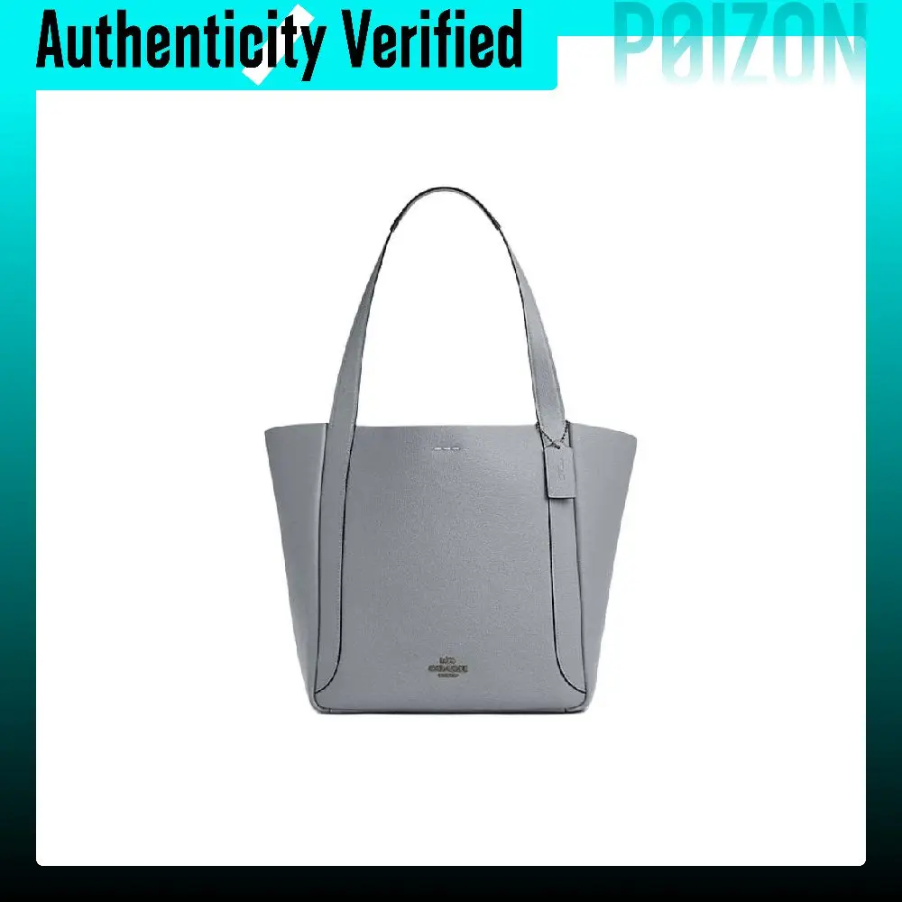 COACH Hadley Cow Leather Shoulder Bag Large Unisex Gray Blue CV996-QBN19