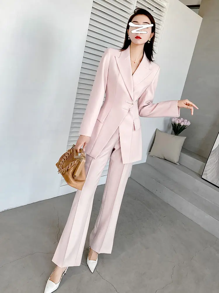 Skilled And Elegant Women's Clothing Set Slim Fitting Pink National Style Suit Micro Flared Pants Paired With A Complete Fashion