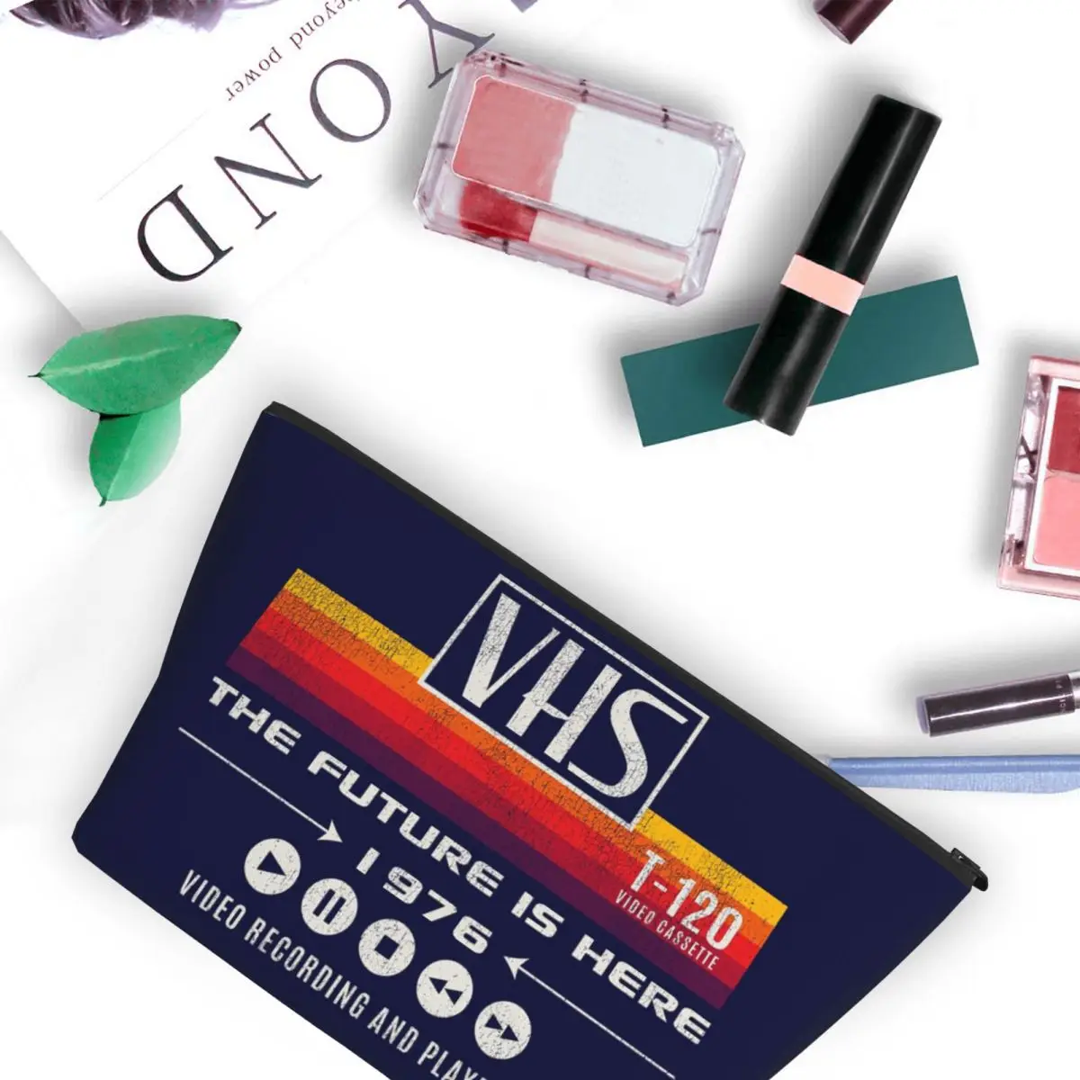 

VHS The Future Is Here 1976 Worn Out Dks Women Cosmetic Bags Travel Makeup Organizer Pouch Toiletry Storage Dopp Kit Box