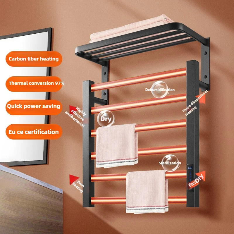 

Intelligent Electric Towel Rack, Bathroom Digital Display, Timed Bathroom Drying, Bath Towels, Non Perforated Storage Rack