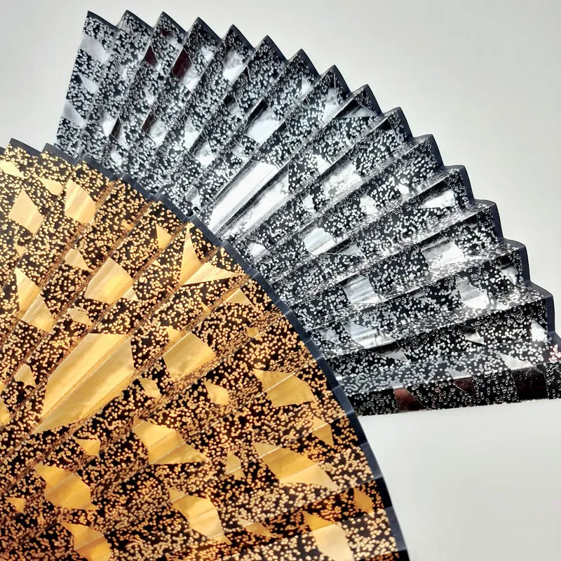 Imitation Ming-Style Grid Su Gong Ultra-Thin Fan Large Piece of 9.5-Inch Handmade Gilding Sprinkling Silver-Strip Crafts Folding