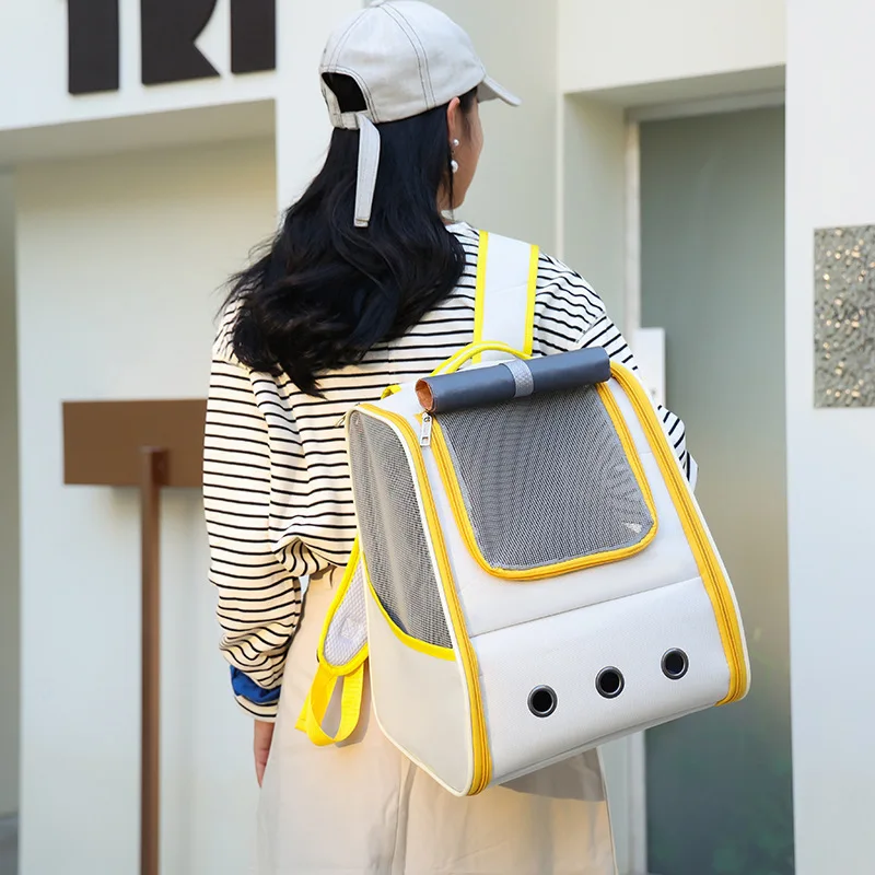 

New Portable Cat Backpack Double Shoulder Breathable Foldable Small Pet Outgoing Bag