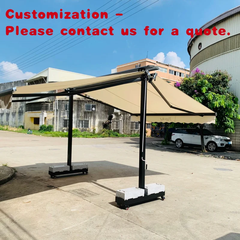 Custom. التلقائي الفاخرة قافلة نفخ مقاوم للماء في الهواء الطلق شاشة الظل فناء المظلة مزدوجة Retra أفضل مظلة قابلة للسحب #1