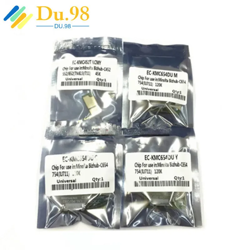 10Set CMYK Image Cartridge IU711 IU 711 Drum Chip for Konica Minolta C654 C754 C 654 C 754 Imaging Drum Unit Reset Chip Resetter