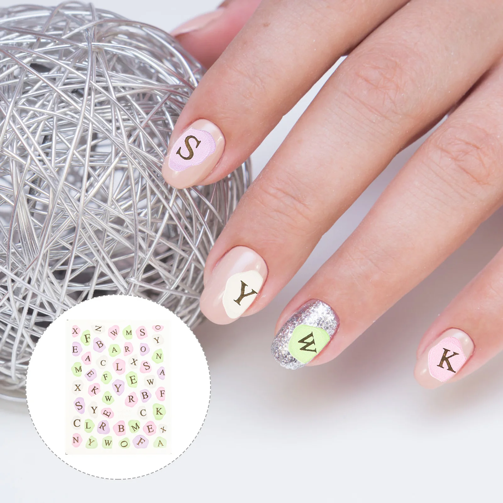 

1 Sheet Letter Nail Decal Stickers Decorative Nail Art Accessories for DIY Manicure Eye Catching Fingernail Art Stickers Women