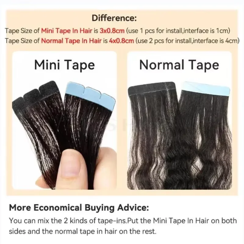 MRSHAIR Mini Nastro Estensioni Dei Capelli Nastro Naturale Dei Capelli Umani nelle Estensioni Dei Capelli 3x0.8 cm Nastro Invisibile 10 pz/pacco Per I Capelli Laterali