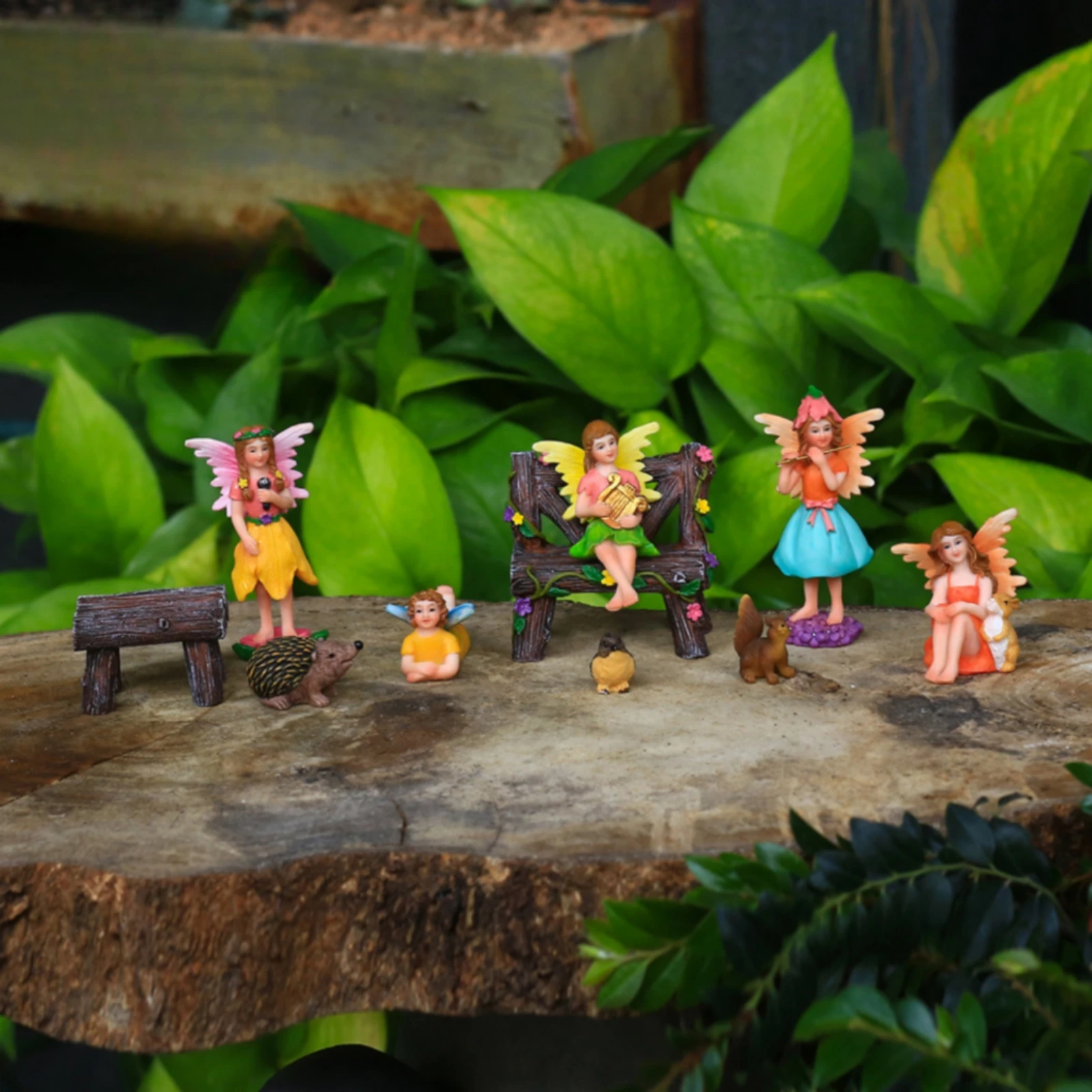 10 Pieces Fairy Garden Accessories Compact Size Fairy Garden Decorative Arrangement Micro Landscape Decoration Set Rustic