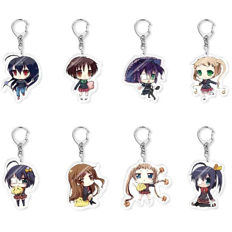 Classic Anime Chuunibyou Keychain Charm Characters Acrylic Key Chain Ornament Accessories for Women Men Jewelry Gift chaveiro